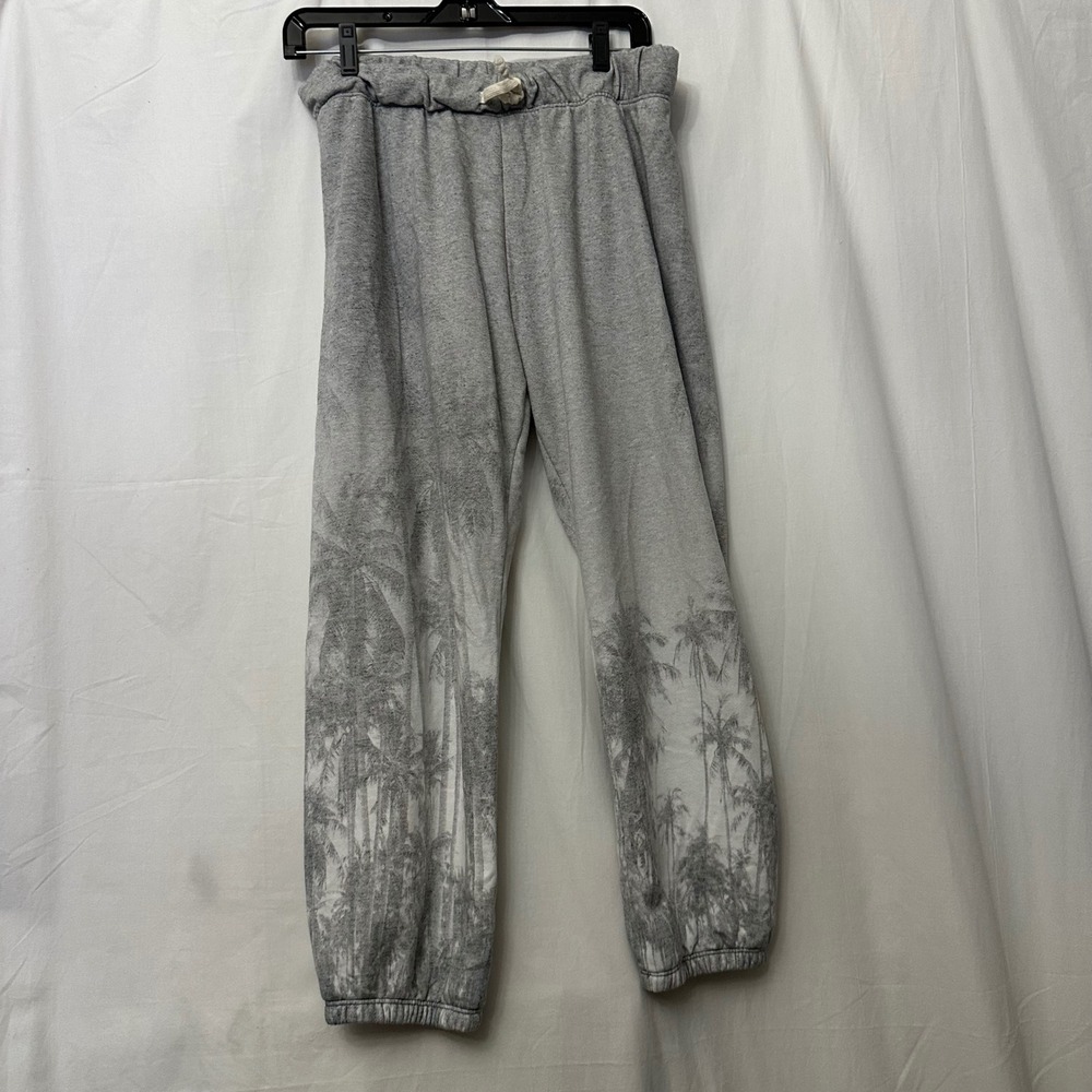 Guru Active Grey Tropical Palm Tree Print Jogger Sweatpants Medium Made in USA